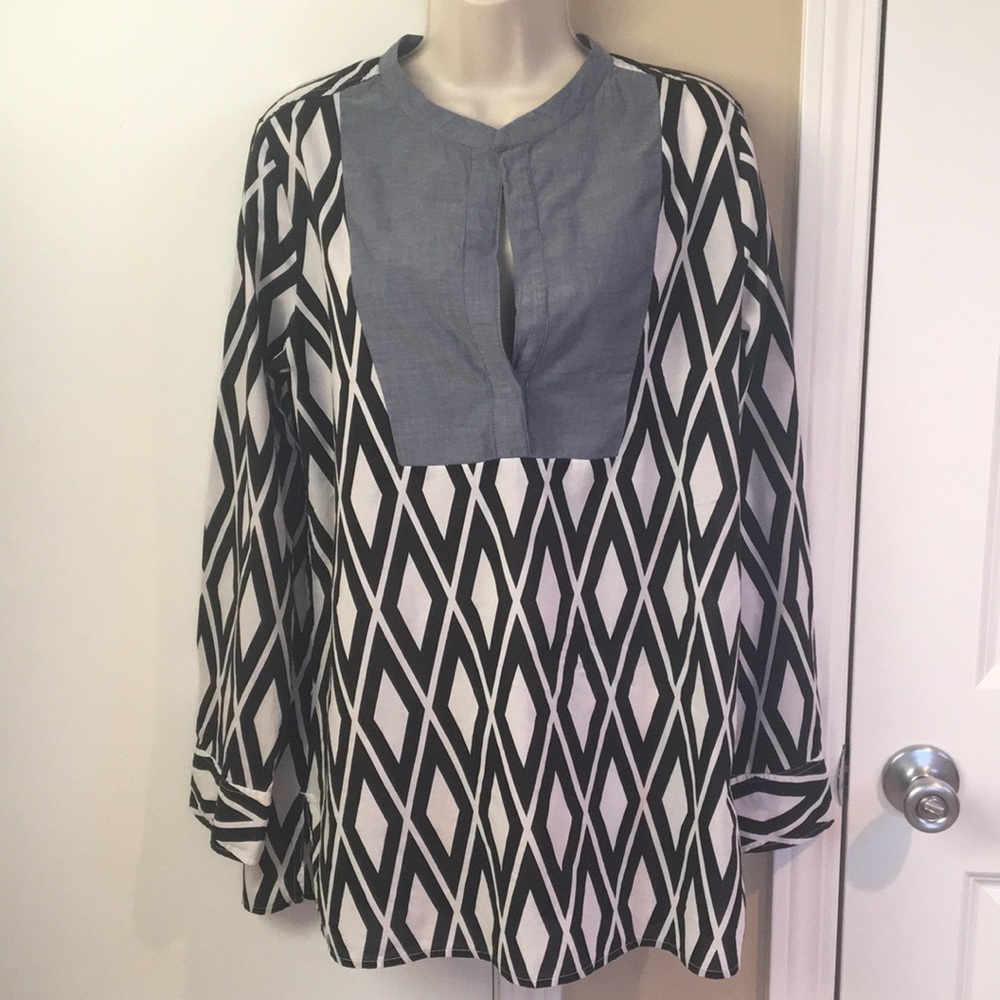 J. Crew Black and White Geometric Tunic